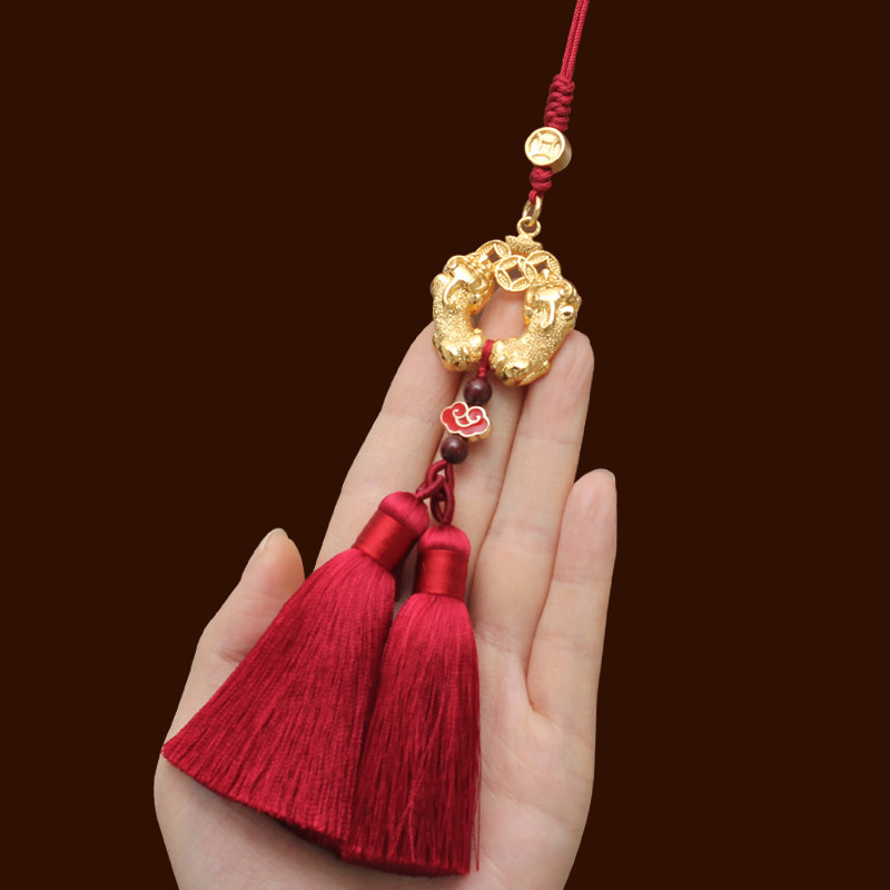 汽车挂件貔貅车内吊饰男女保平安符吊坠高档车载后视镜流苏手工礼