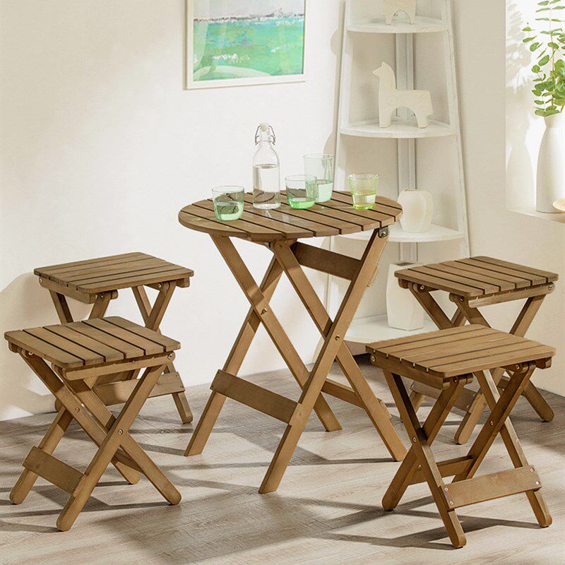 可折叠圆桌餐桌家用小户型现代简约休闲圆形桌子洽谈桌椅组合饭桌