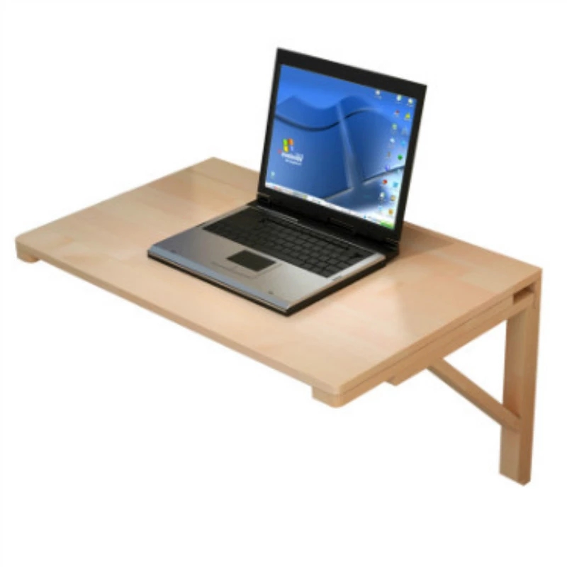 简易实木书桌可折叠一字板学习吃饭桌子靠墙壁挂式小型电脑桌家用