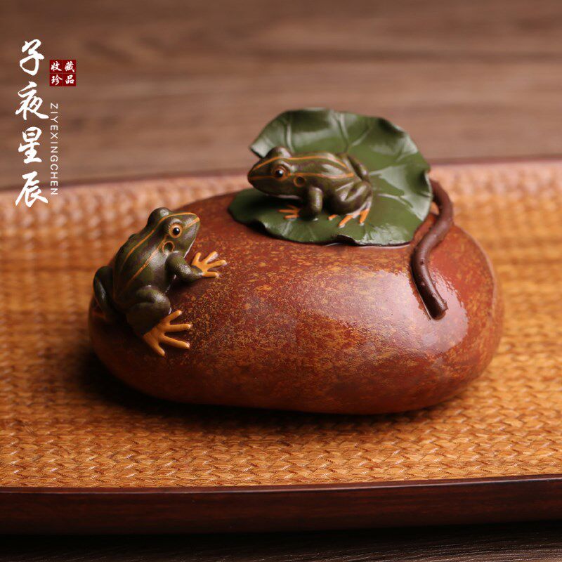 精品紫砂茶宠摆件青蛙可养名家陈真全手工茶玩创意功夫茶具