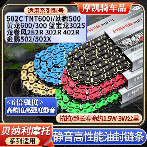 贝纳利黄龙600/300 252/302R/S金鹏502X/C幼狮500静音油封链条RK