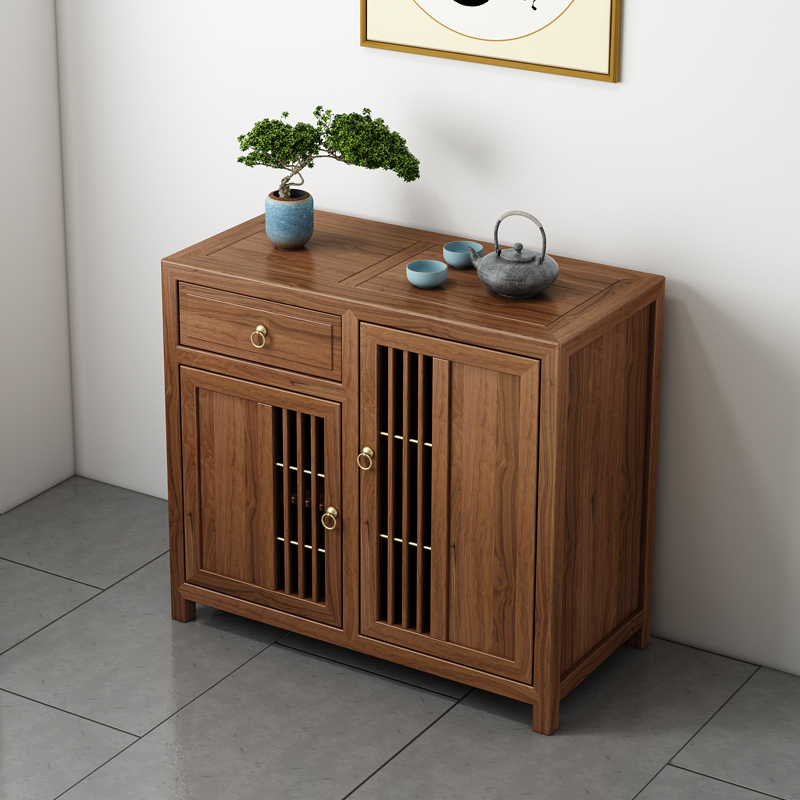 北方老榆木茶水柜餐边柜子客厅茶水台茶叶柜一体茶边柜实木置物柜
