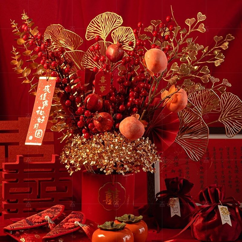 婚嫁装饰福桶结婚订婚创意装饰客厅摆件仿真花婚房布置用品大全,家居饰品,福桶,淘宝优惠券,粉丝福利购,淘宝优惠卷