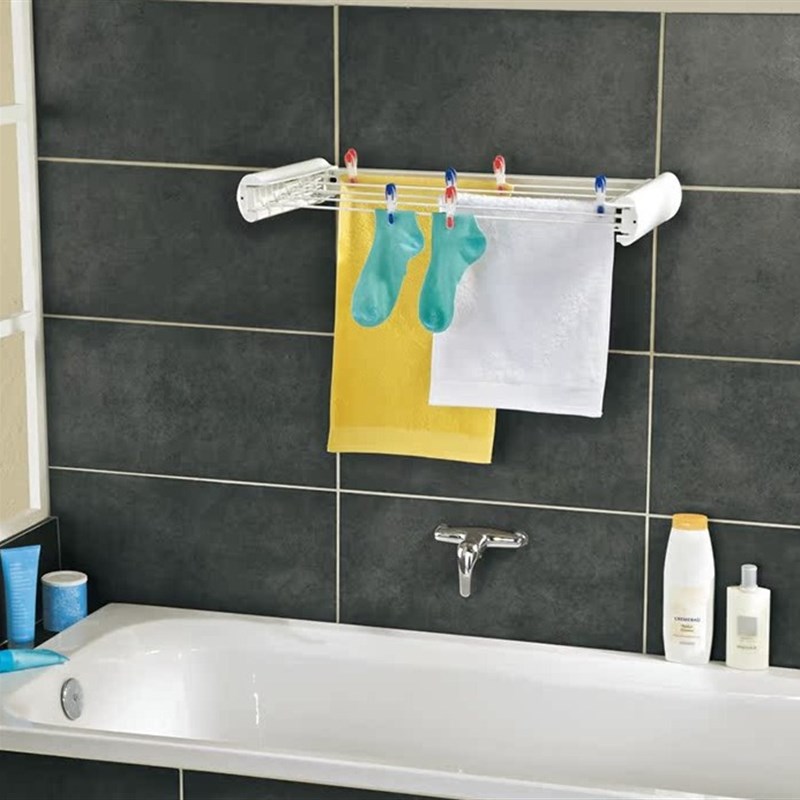 利快壁挂式折叠晾衣架Leifheit德国墙面隐藏可收缩晒衣架晾晒