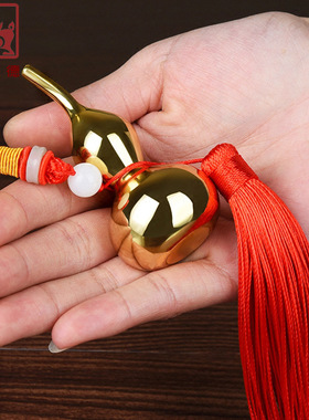 铜聚德 纯全黄铜葫芦挂件手把件办公室家居客厅玄关汽车吉祥挂饰