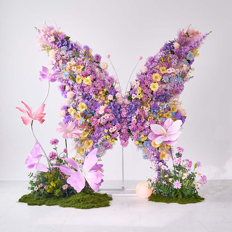 紫色仿真花艺造景橱窗装饰场景布置商场大型蝴蝶商业美陈道具摆件