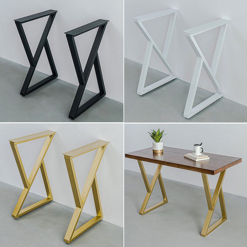 定制吧台桌腿支架大板餐桌书桌会议办公桌电脑岩板底座金色支撑脚