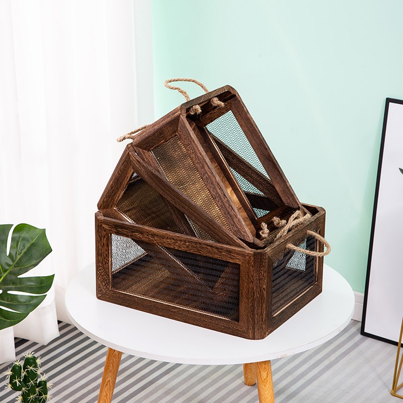 复古木箱木框箱超市陈列展示木条箱实木长方形铁艺木条箱木框定制