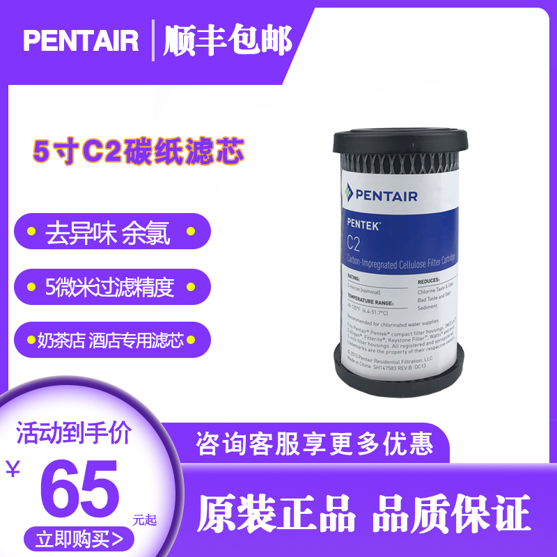 滨特尔5寸前置蓝滤瓶活性炭芯 餐饮制冰机酒店专用碳纸C2通用滤芯