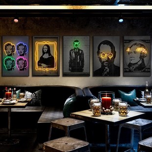 霓虹灯音乐酒吧挂画KTV包厢墙面装饰画恶搞名人歌舞厅小酒馆壁画