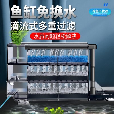 鱼缸顶置过滤器四合一长方形壁挂循环净水打氧滴流盒强净过滤全套