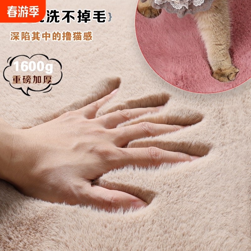 兔毛绒卧室地毯床边毯客厅茶几毯衣帽间地垫房间床下沙发毛绒垫子