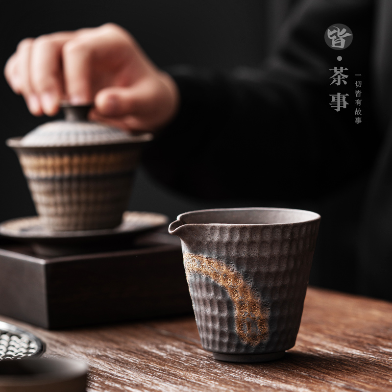 复古公道杯陶瓷茶杯家用分茶器仿柴烧中式功夫茶具匀茶杯公杯单个