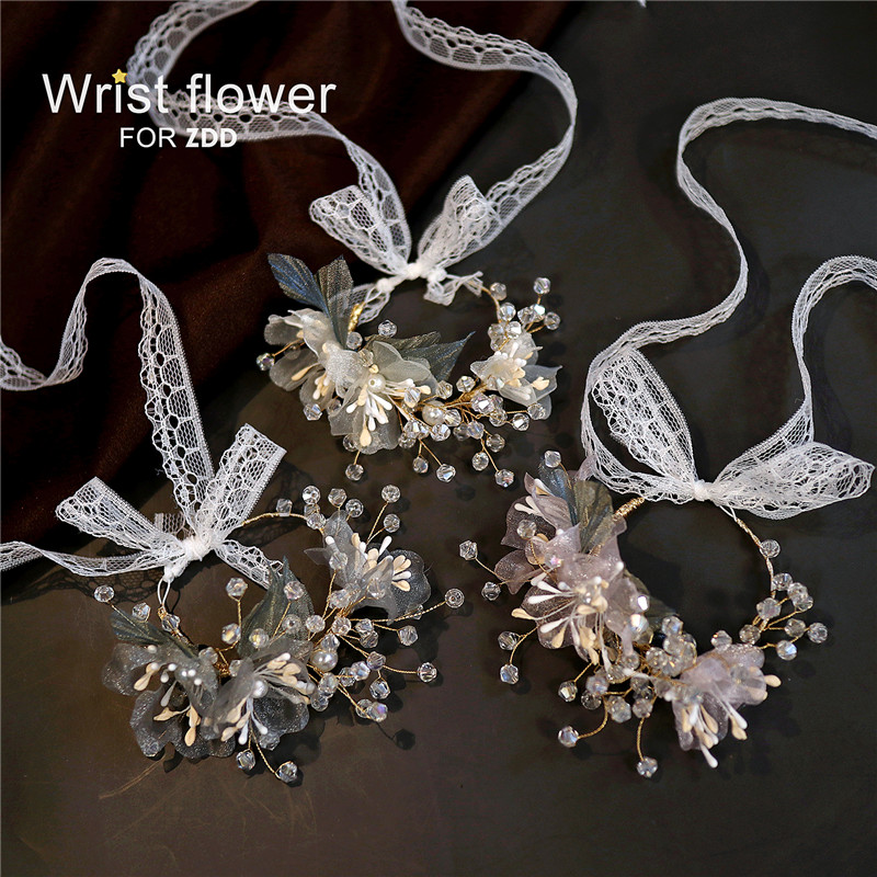 新娘水晶手腕花伴娘姐妹手花小清新韩式森系仙美胸花结婚新郎伴郎