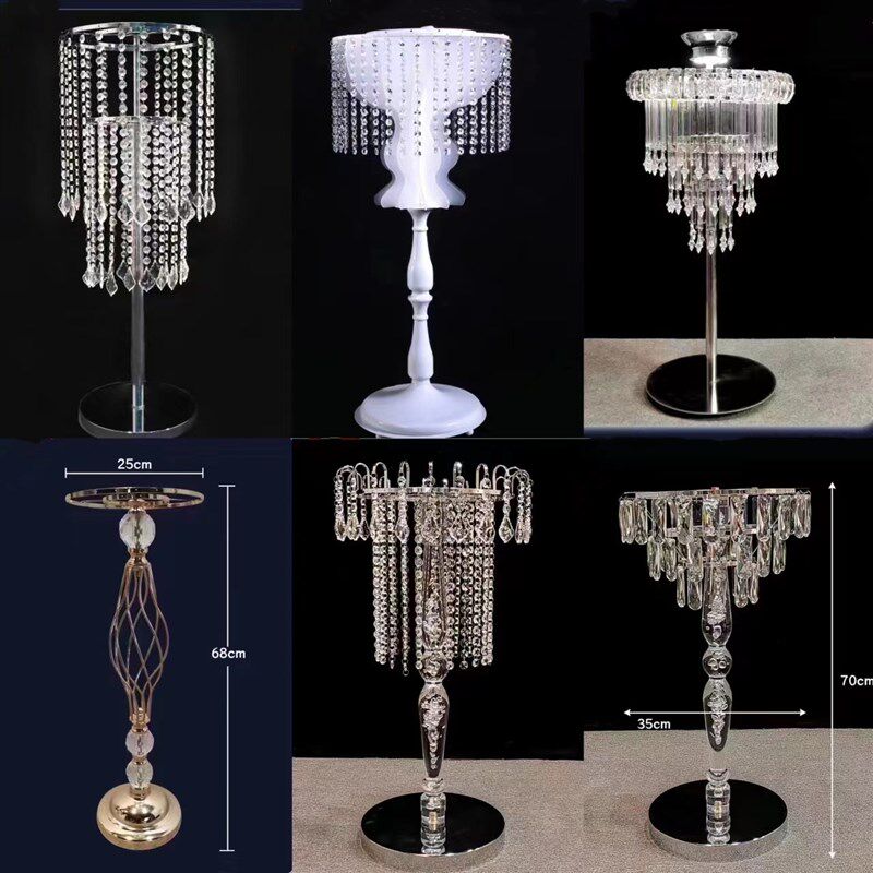 婚礼道具凌云花架水晶桌花器铁艺镀金婚庆宴会舞台酒店婚礼堂摆件