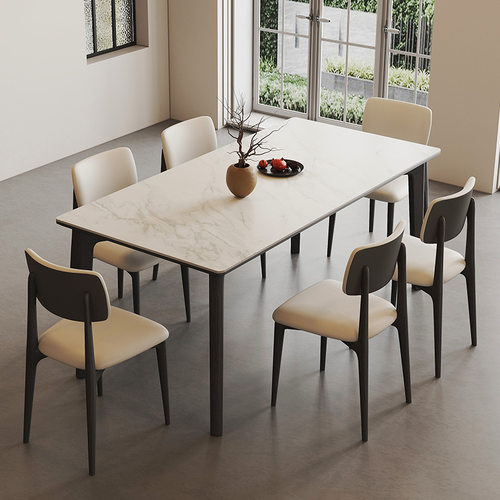 德利丰岩板餐桌家用小户型现代简约白蜡木意式极简新明珠实木桌子