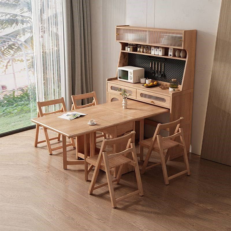 白蜡木全实木餐边柜餐桌一体小户型可折叠伸缩收纳酒柜靠墙多功能,住宅家具,餐边柜,淘宝优惠券,粉丝福利购,淘宝优惠卷