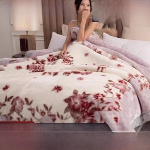 毛毯拉舍尔毯子加厚双层冬季盖毯双人结婚礼盒红12斤珊瑚绒午休毯