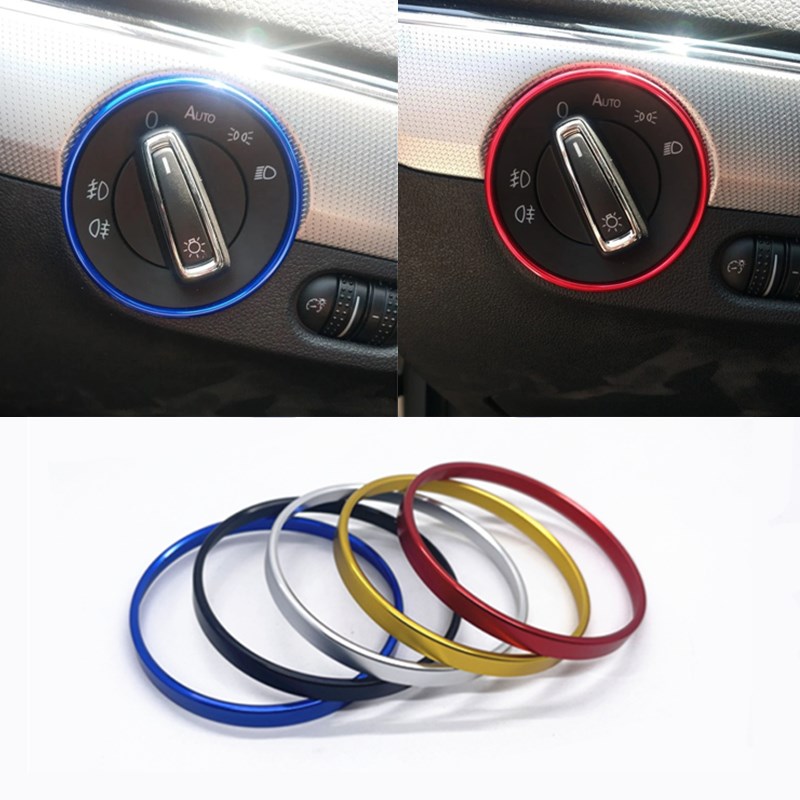 适用于大众迈腾b7l cc途观大灯开关金属装饰框内饰改装亮片圈饰品