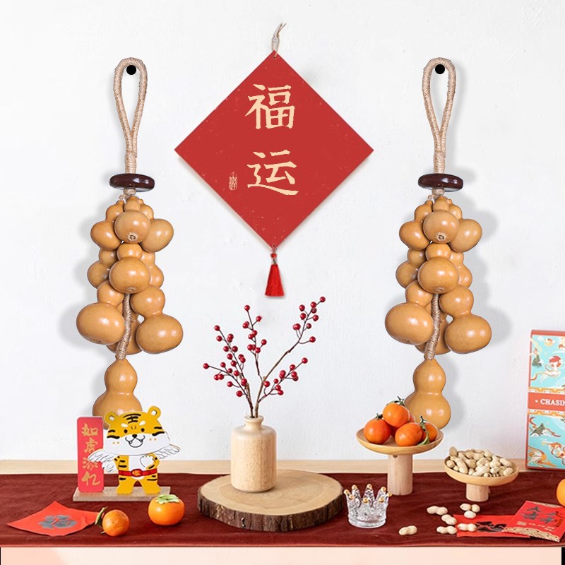 五福临门葫芦串创意挂饰件东南亚玄关走廊餐厅装饰农家乐墙面招财