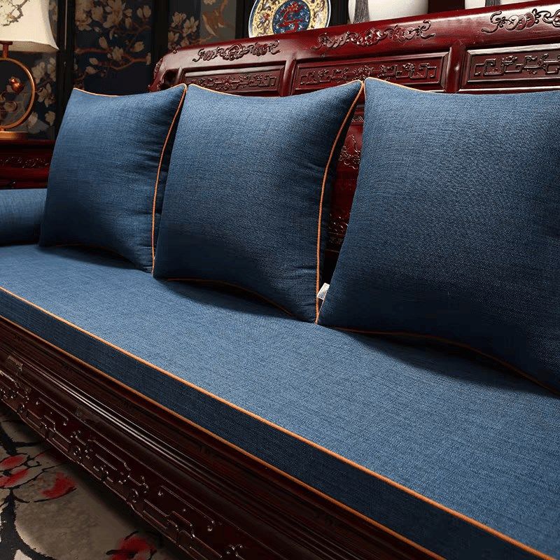 中式沙发坐垫棉麻布艺红木沙发垫乳胶垫子实木家具罗汉床座垫