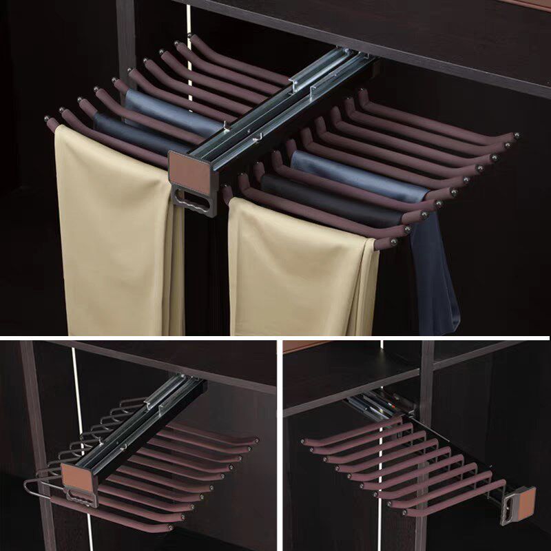 裤架伸缩衣柜家用内置滑轨抽拉式双排侧装防滑拉篮多功能裤抽架,基础建材,柜内裤架,淘宝优惠券,粉丝福利购,淘宝优惠卷