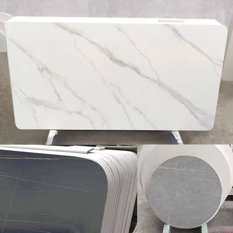 现代简约耐高温抗菌高端亮光吃饭桌长方形岩板台面餐桌哑光茶几面