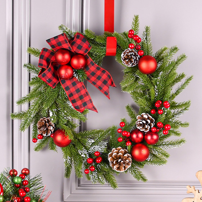 圣诞球松果花环门挂件场景布置围栏装扮圣诞节装饰品拍照道具氛围