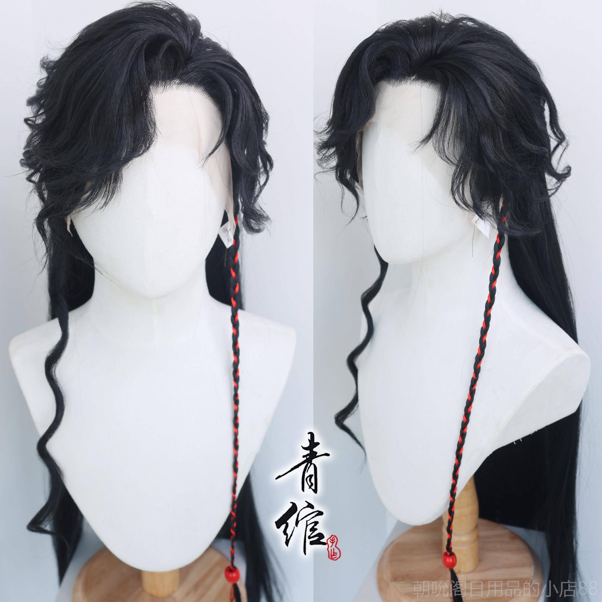 高档青湾古风前花边Co海s花城男式假发头饰汉手钩整个小代洋贴片图片