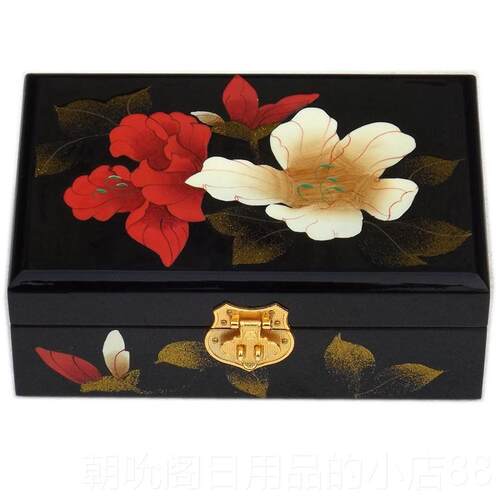 高档202木5新平遥覆古结推光漆器首饰盒质嫁款妆饰品收纳婚三金梳
