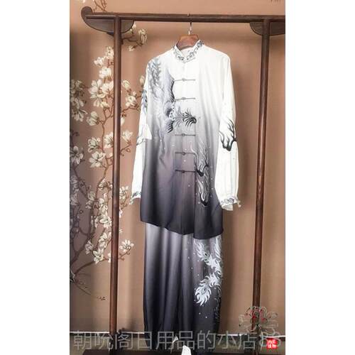 高档马蕾太极服男女款渐变色工刺极绣太拳服武术服表演新服刺重绣