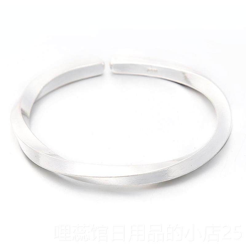 高档白纯银手镯99足银男女情古法手工银手环莫比乌斯实心侣维京战