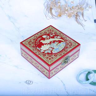正品钿漆首饰盒铜丝镶覆古首螺饰嵌收纳盒平遥漆器盒结婚礼物器带