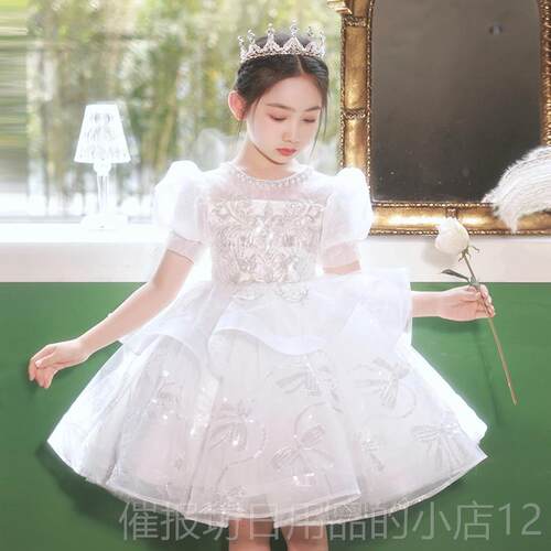 正品公钢琴演奏礼服女童轻奢小众端儿童小主持人高花童主生日裙演