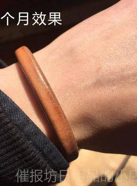 正品一休高桥鞣吾郎 进口日本枥木鞍革植革925纯银皮环手手钩镯