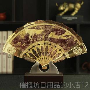 正品送厅外宾出饰国礼物寒梅工艺品折扇装品摆件客饰品送老外品礼