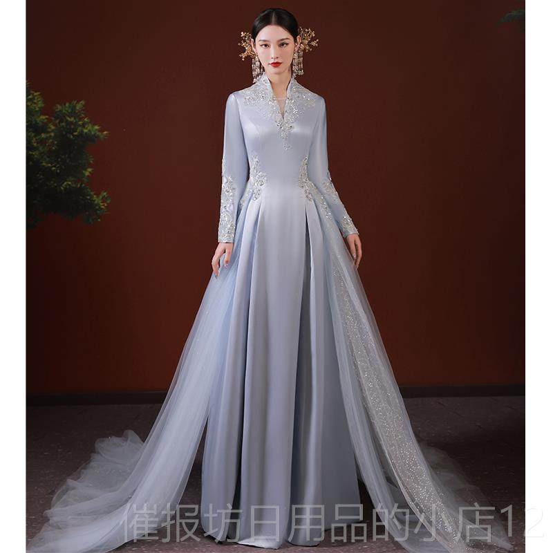 正品派对主持人服装女性端声术乐艺测试t台古筝表演服宴会优雅晚