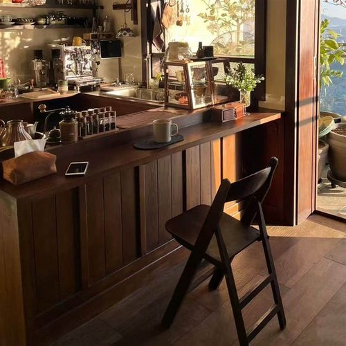 法式复古实木吧台收银台中古风餐厅清吧酒吧茶室民宿前台桌接待台