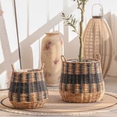 藤编编织花篮草编花盆柳编篮子手工绿植大套盆种植盆客厅商场装 饰