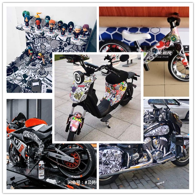 摩托车电动车贴纸钓箱尾箱车身拉花PVC膜a柱车内饰中控台改装贴膜