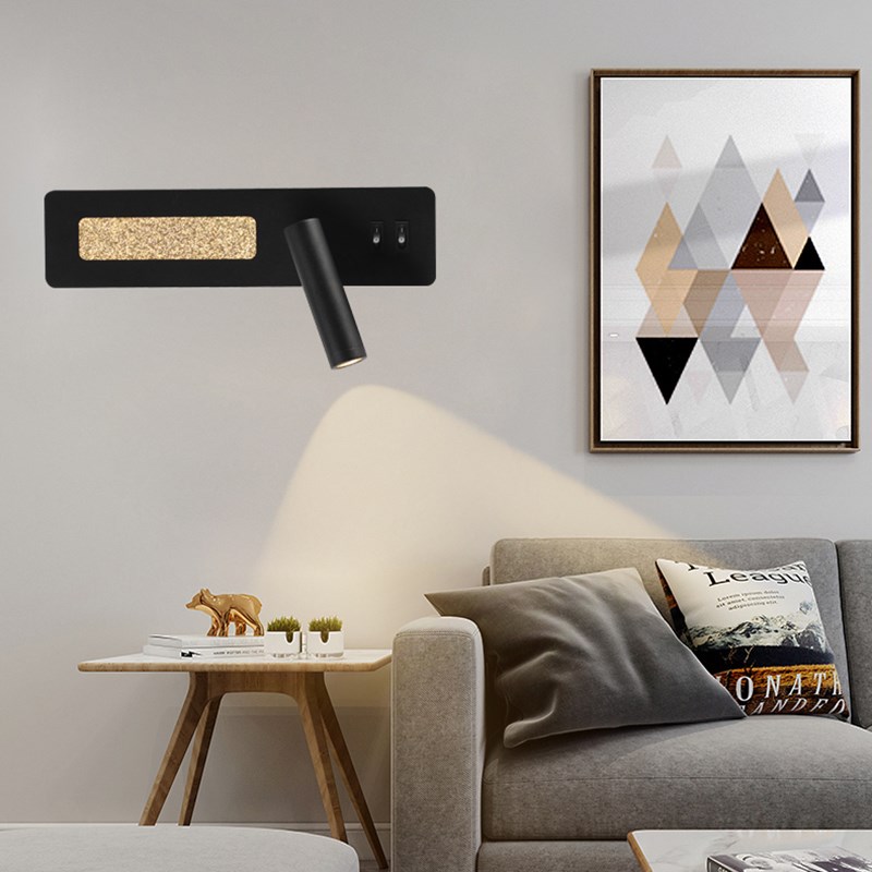 创意极简客厅壁灯氛围灯背景墙可调节射灯带开关卧室床头阅读装饰