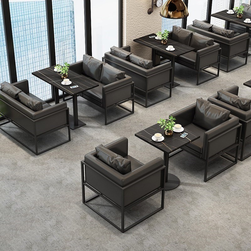 复古工业风卡座沙发酒吧清吧奶茶店咖啡厅西餐厅火锅店餐桌椅组合