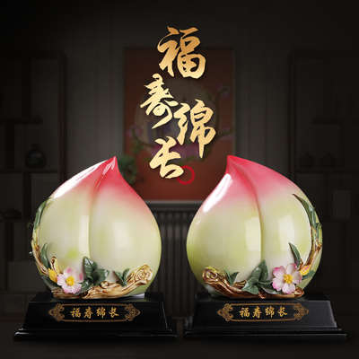 东方泥土福寿绵长中式陶瓷摆件寿桃蟠桃客厅家居装饰生日祝寿礼品