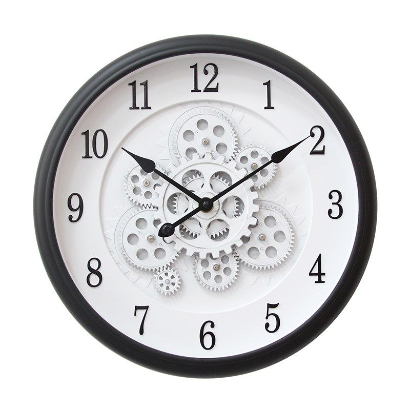 时来运转简约复古齿轮可转挂钟16英寸40cm大尺寸客厅挂表时钟表