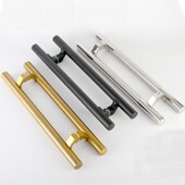 1.5米不锈钢马蹄脚有框玻璃门把手 1.4 黑白灰色拉手 1.2 孔距1.1