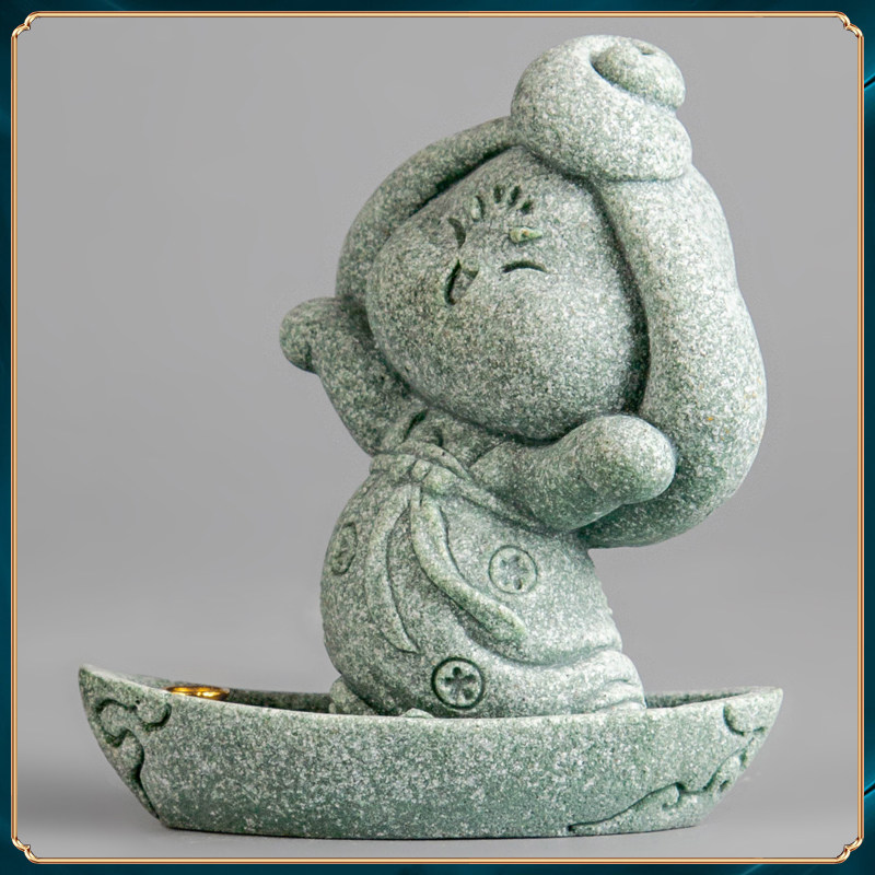 碌心 中式国潮风唐仕女云舟乐舞 青砂石创意桌面茶宠家居装饰摆件