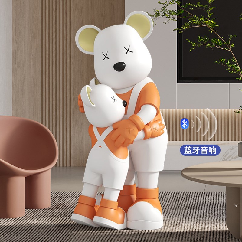 创意卡通亲子拥抱暴力熊装饰品客厅电视柜沙发旁大型摆件乔迁礼品