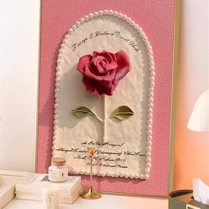 奶油风格橱柜梳妆台桌面摆件画高端客厅卧室装饰画玫瑰挂画,家居饰品,现代装饰画,淘宝优惠券,粉丝福利购,淘宝优惠卷