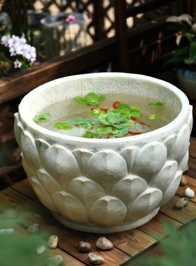 水培花盆摆件中式庭院鱼缸鱼池水景花园阳台布置盆景景观造景盆栽