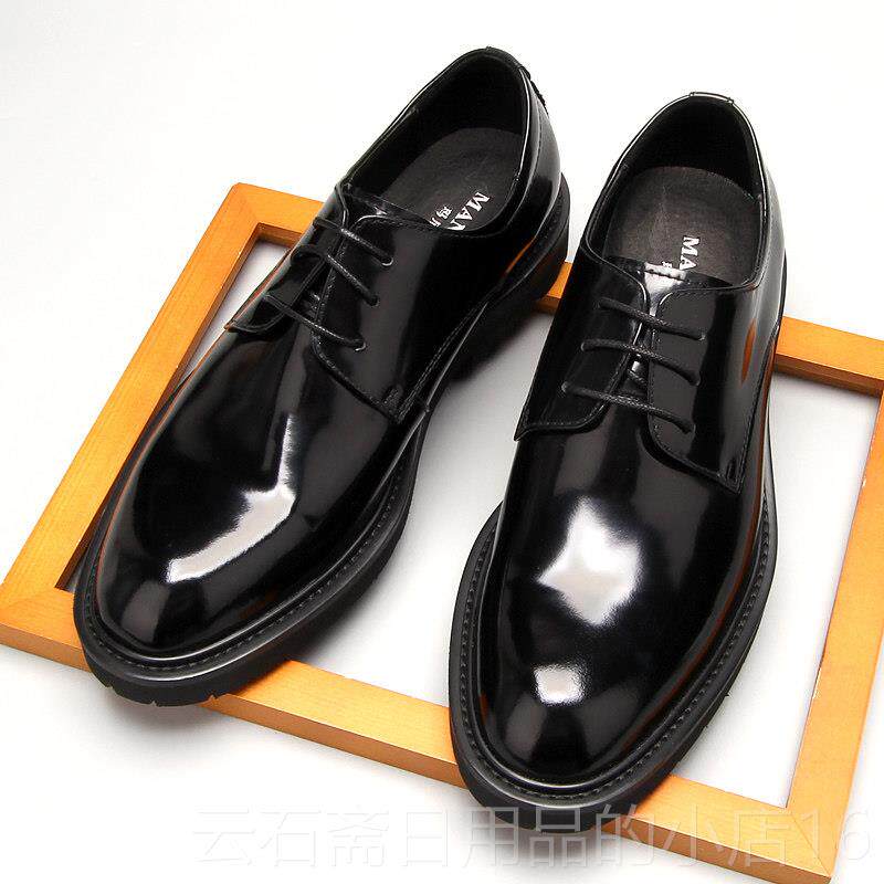 高档春秋韩国男大脚趾皮鞋男鞋鞋真皮圆脚趾英婚国休闲男皮鞋漆套